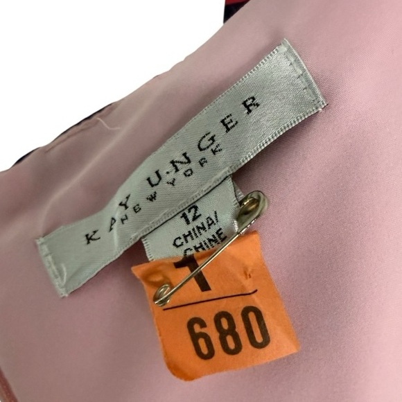 Kay Unger Marie Pink Floral Tea Length Dress 12 A-Line Square Neck Wedding Gues - Picture 9 of 10